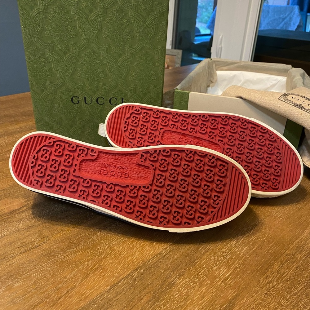 Gucci Beige and Red Slip-On Sneakers - Picture 6 of 11